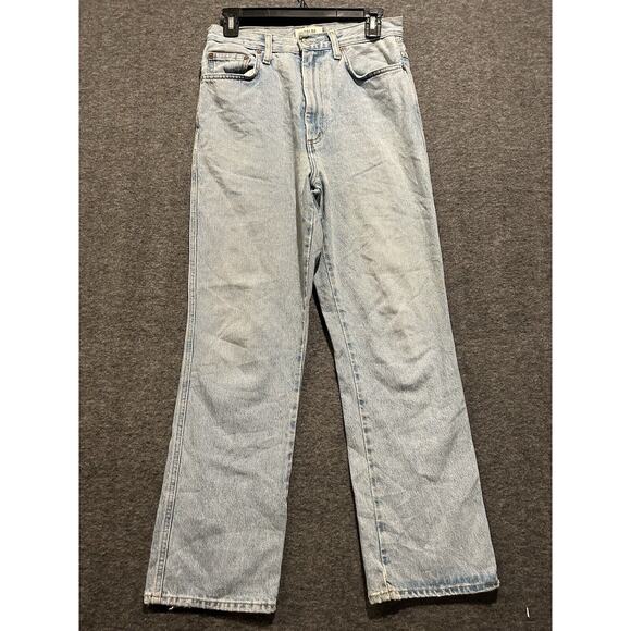 Agolde Womens Pinch Waist Jeans Size 27 Blue Straight Leg Distressed (see photo) - Picture 1 of 11